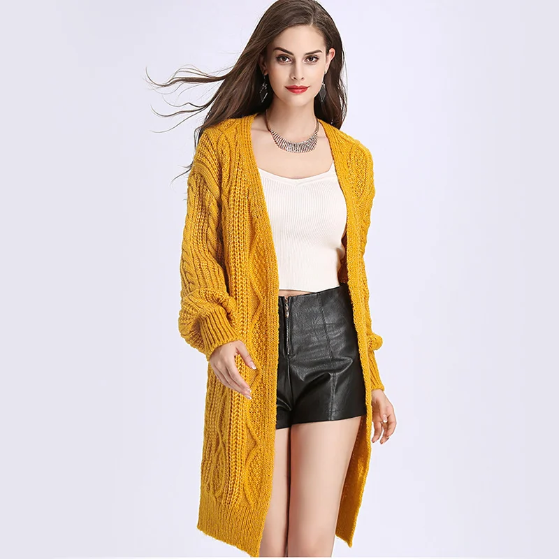long yellow cardigan womens