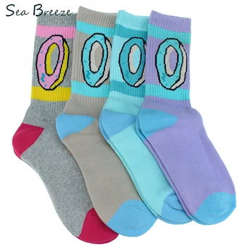 

Sea Breeze Brand High Quality Cotton women sock Fashion Korean sweet Donuts pattern cute men women couple sock Thick towel socks