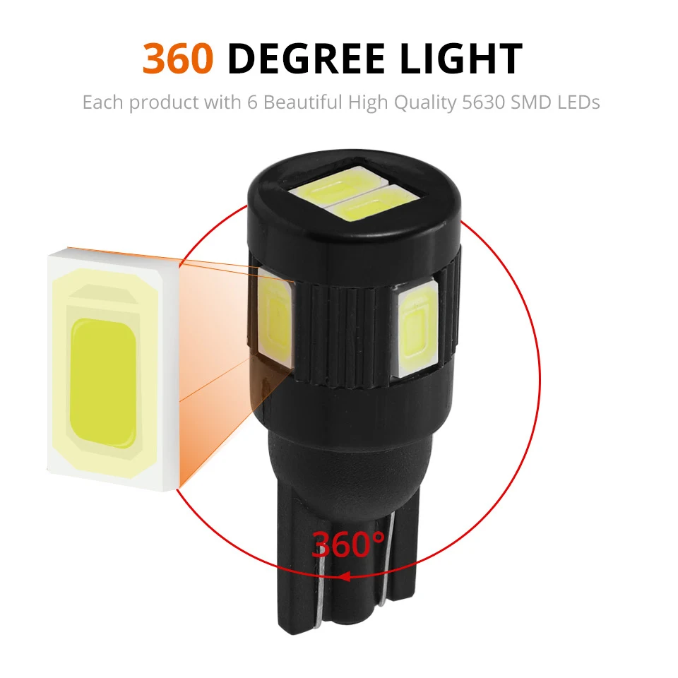 Oslamp 4 шт. T10 W5W Автомобильный светодиодный светильник SMD 5630 белый цвет зазор Break s