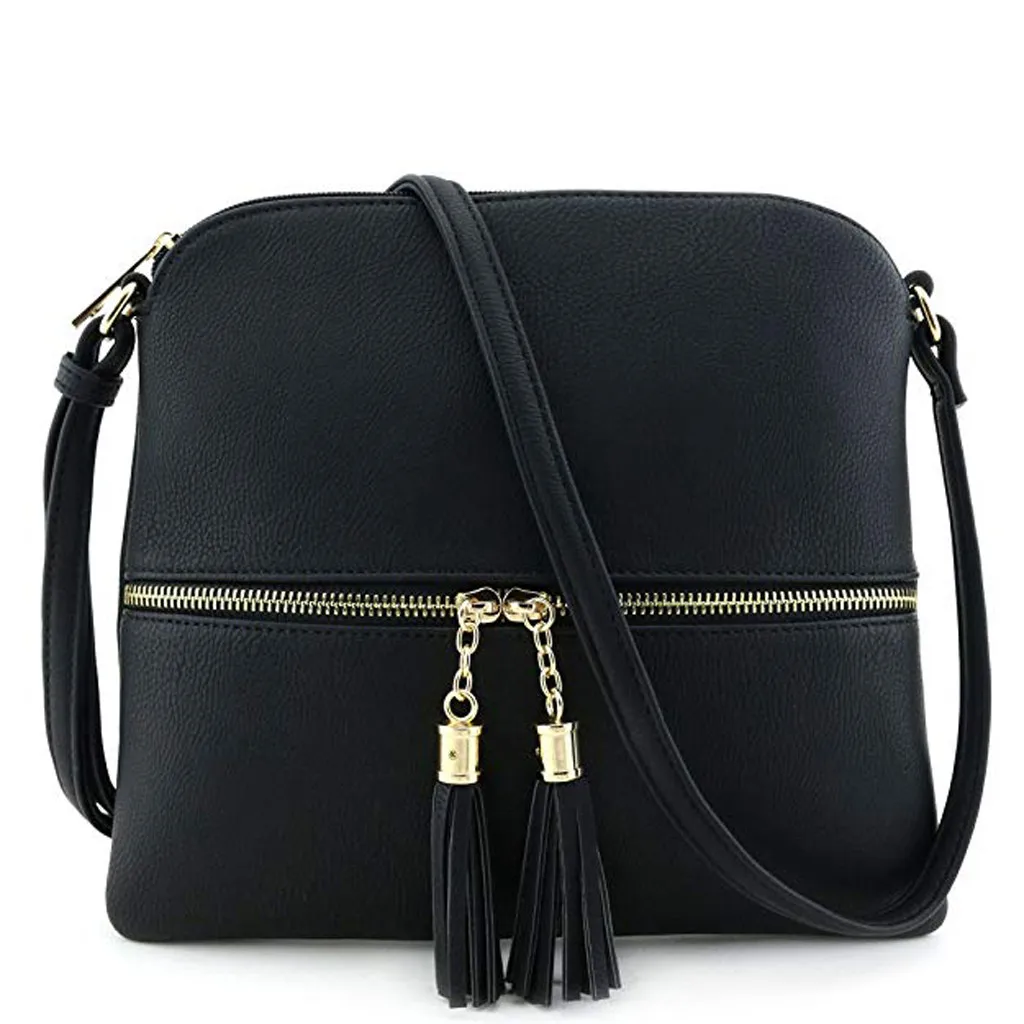 

Leather Luxury Handbags Women Bags Designer Women Leather Tassel Crossbody Bag Pure Color Shoulder Bags Messenger Bag#25