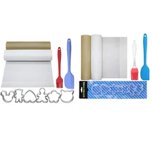 BBQ Grill Mats Barbecue Pad Oil Brush Silicone Scraper Set Reusable Non Stick Hot Plate Mat Baking Microwave Oven Accessories