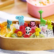 1 conjunto animal fazenda garfo de frutas mini desenhos animados crianças lanche bolo sobremesa palito bento almoços festa decoração