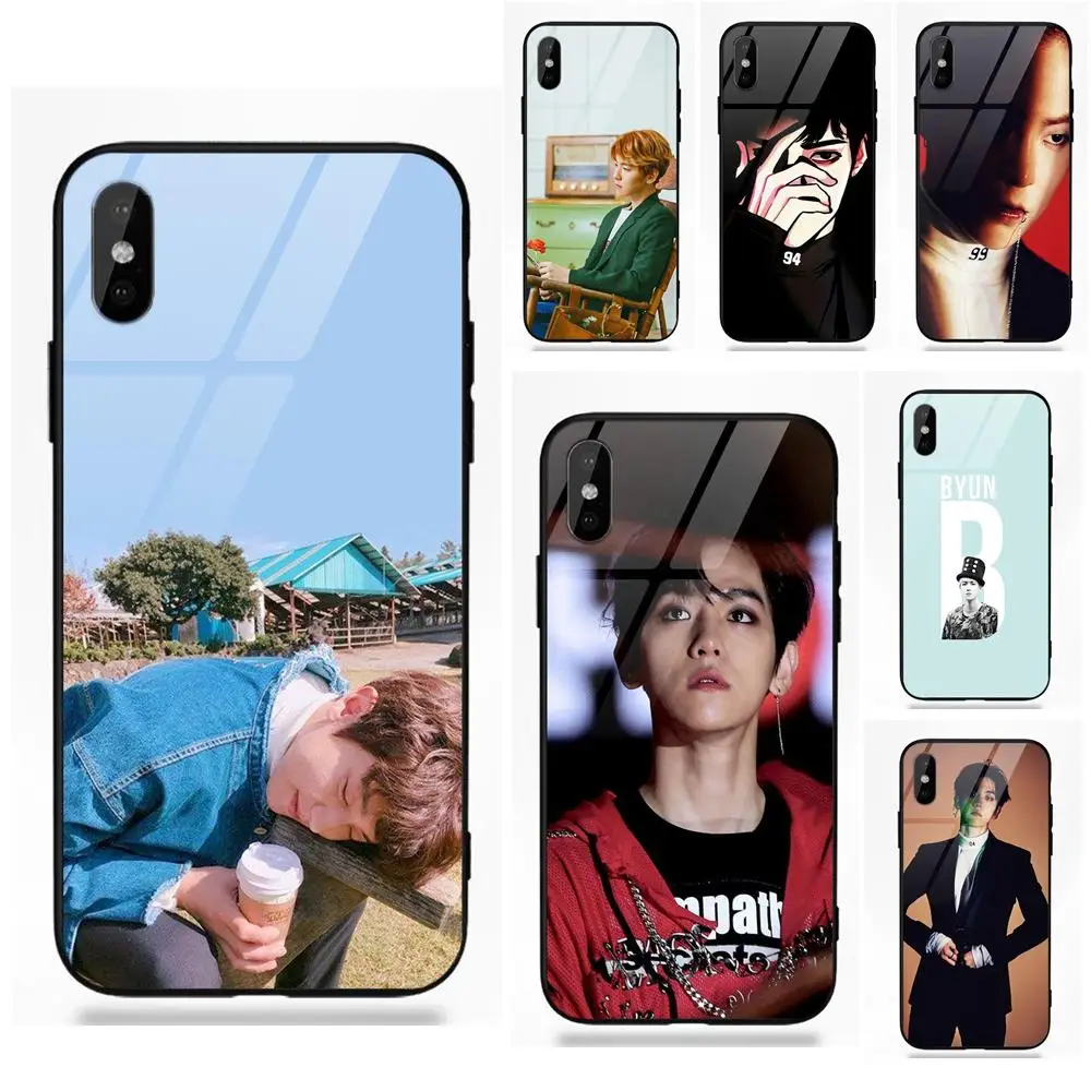 Diy роскошные мягкие ТПУ оправа закаленное стекло чехол для телефона EXO baekhyun