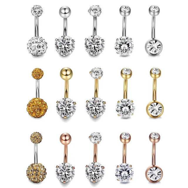 5PC G23 Titanium Navel Piercings Belly Piercings 14G Belly Button Rings