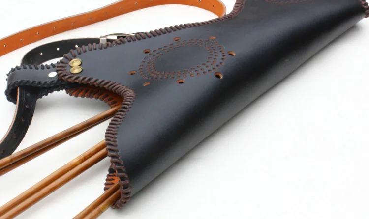 Tiro com Arco Quiver para Tiro Recurvo Composto Couro Genuíno Bolsa Setas Caça Tradicional 3mm