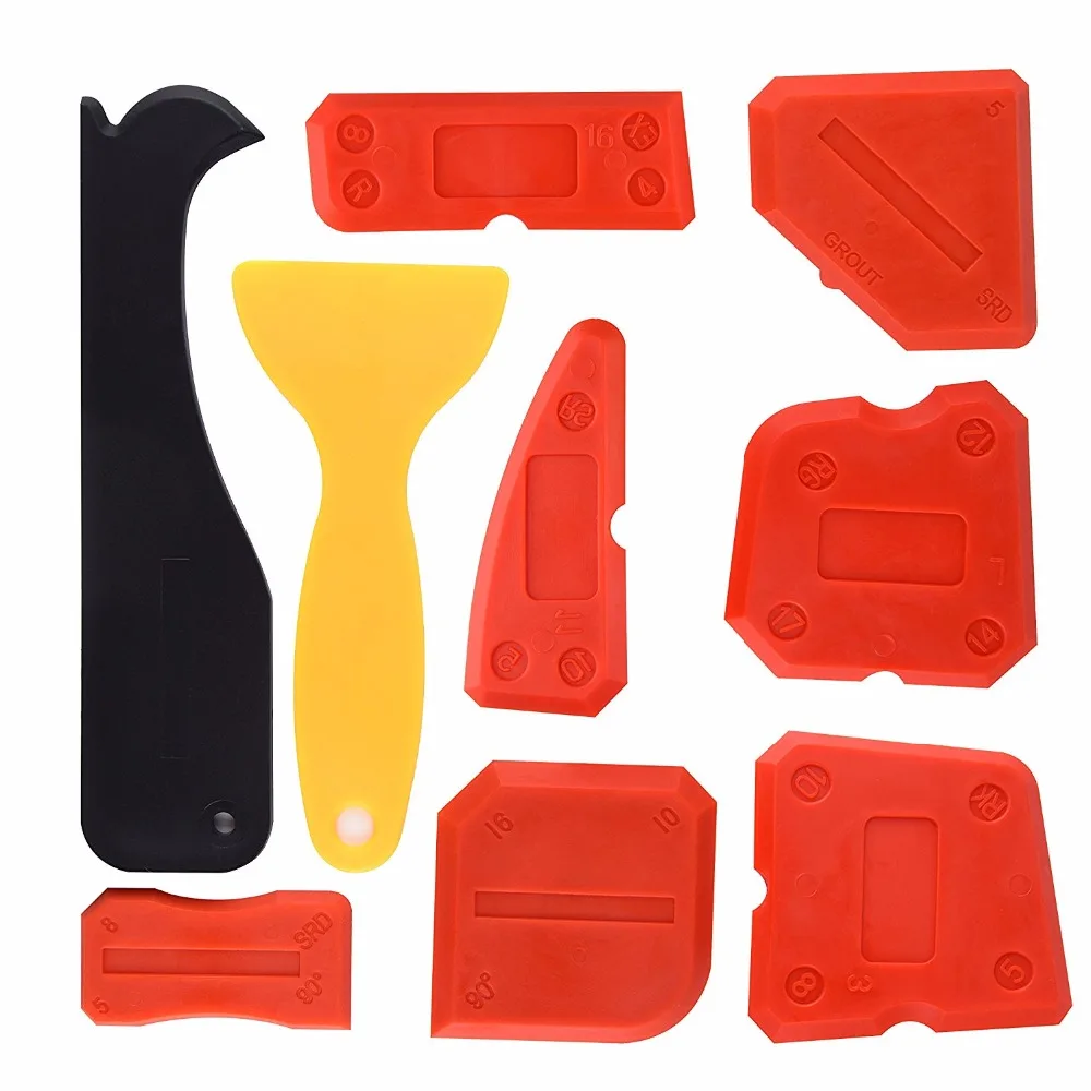 

9pcs per Set Silicone Sealant Scraper Smoothing Tool Caulking Tool Kit Grout Finishing Tools for Bathroom Kitchen Room