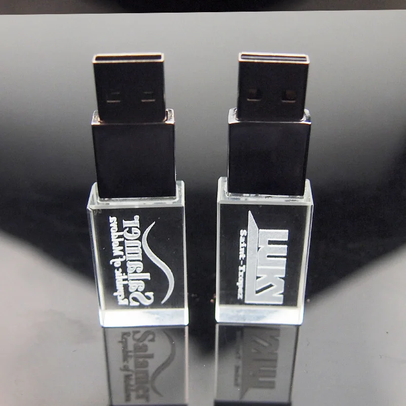 Светодиодный светильник без логотипа, Кристальный USB флеш-накопитель, 4 ГБ, 8 ГБ, 16 ГБ, 32 ГБ, USB2.0, для подарка, флешка(более 10 шт., бесплатный логотип
