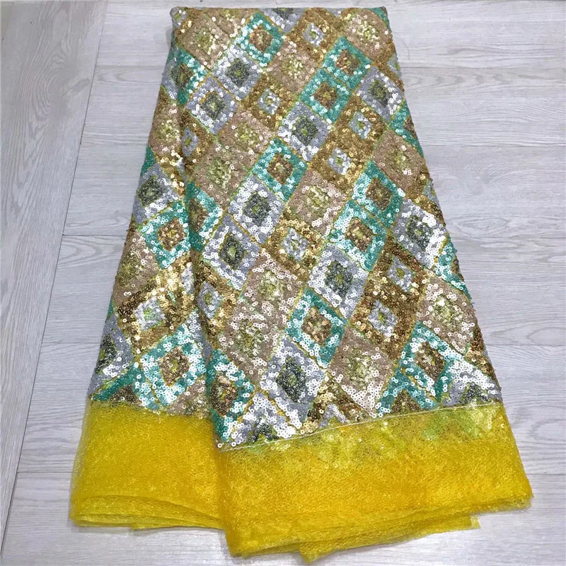 

Sequins Lace Fabrics 2019 Shining Nigerian Lace Fabrics Latest Embroidery African Tulle French Lace Materials For Women JYA28-1