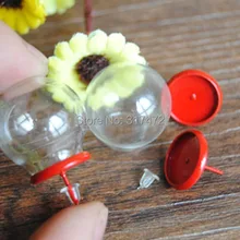 Новинка! 20 шт./лот 20*12 мм стеклянный шар флакон стеклянный глобус и 12 мм красные серьги DIY стеклянные флаконы серьги
