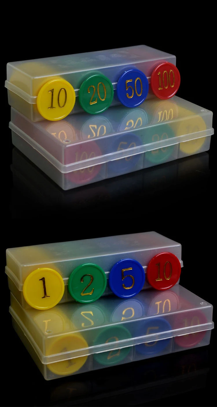 80Pcs Plastic Poker Chip with 4 Golden Large Numbers Printing for