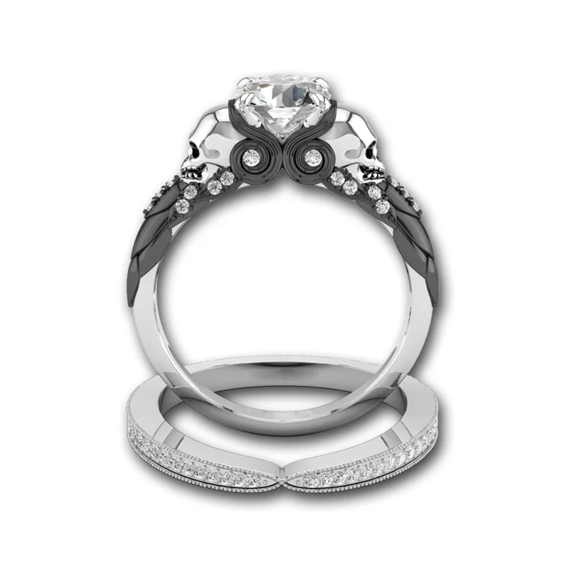 CC набор колец для Для женщин Мода Jewelry творческий череп кольцо фианит Diamant двойной пара бижутерия, аксессуары CC2057