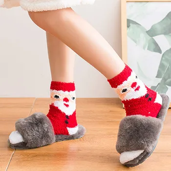

Women's Womens Socks Thick Heavy Winter Warm Crew Christmas Fuzzy Slipper Sock