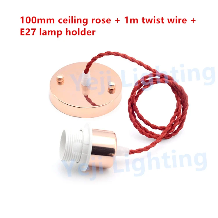 Us 2 5 Rose Gold Ceiling Rose With Twist Line Braided Wire And E27 Lamp Socket Edison Retro Lamp Holder Cord Set Lighting Accessories In Lamp Bases