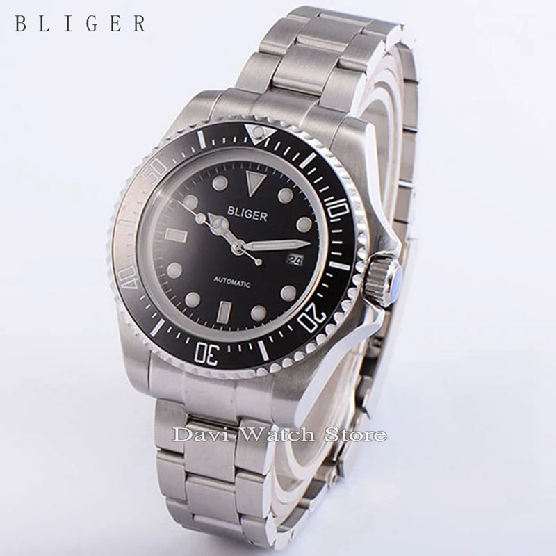 

43mm Bliger Date Day Ceramic Bezel Luminous Automatic Mechanical Men Watch