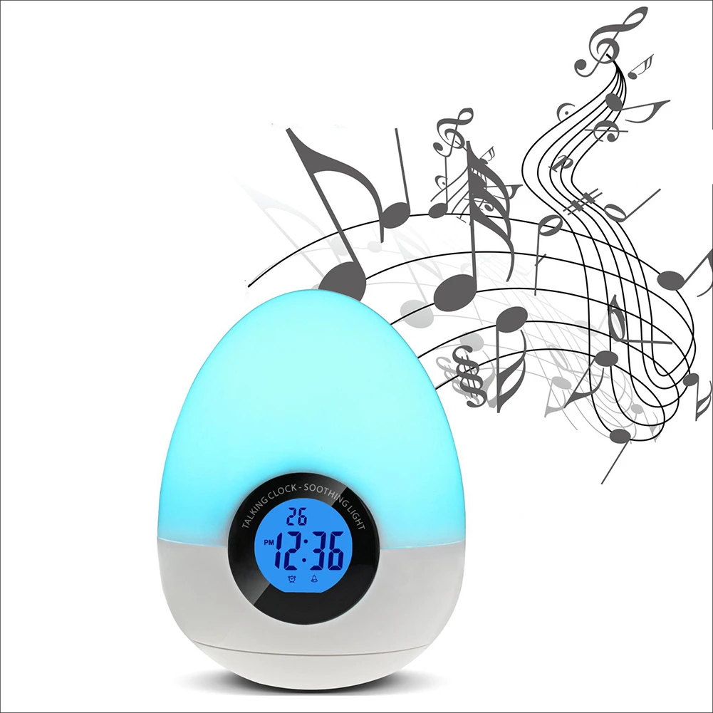Modern Dinosaur Egg Shape Music Sound Digital LED Night Light Desk Alarm Clock (3)