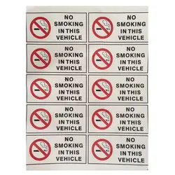 10 шт. не курить в этом наклейки для автомобилей знаки виниловые Waring Mark наклейка безопасности автомобилей такси Hgv флота стайлинга