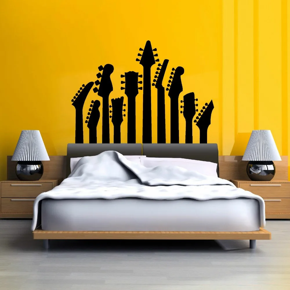 MUSIC DECAL ROW OF GUITAR NECKS WALL ART VINYL REMOVABLE STICKER ROCK