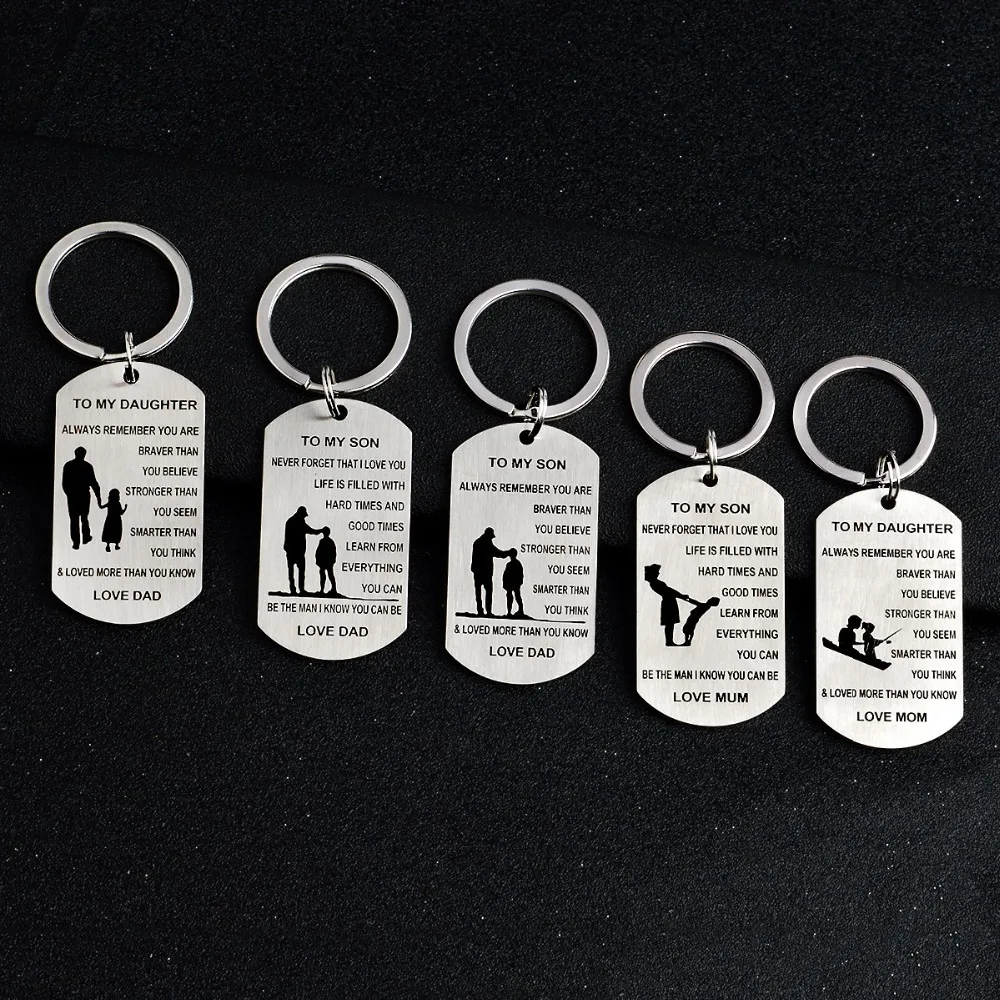 

Stainless Steel Keychain To My Son To My Daughter Keychain Family Love Daddy Mum For Son Daughter Key Holder Fashion Key Pendant