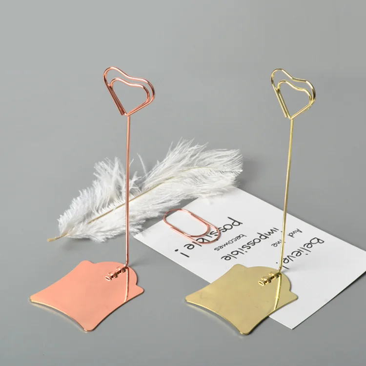 

5pcs/set Paper Menu Clips Heart Shape Card Holder for Wedding Party Favor Table Number Stands