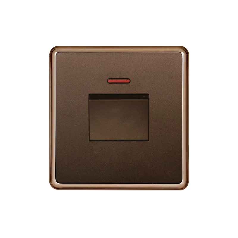 

1 gang 45A New small Push button switch, Dark Champagne Gold wall switch, lamp switch With red indicator light switch 220V