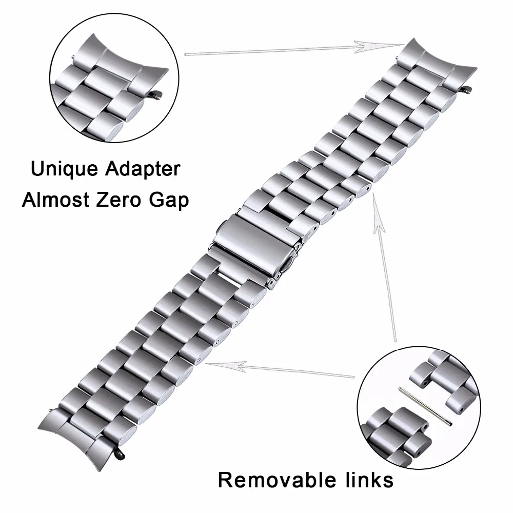 Ремешок для часов из нержавеющей стали+ средство для удаления звеньев для samsung gear S3 Classic Frontier SM-R760/R770 спортивные часы металлический ремешок на запястье