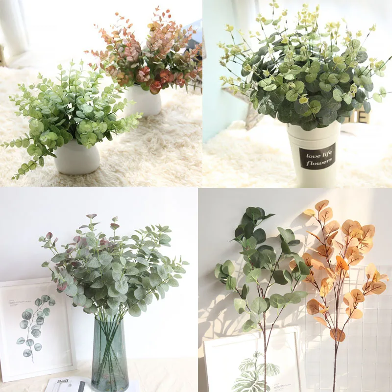 

27cm 68cm 84cm Wedding Decoration Green Artificial Eucalyptus Leaves Plants Branches Home Leaf Wreath Party Decora fake Plant