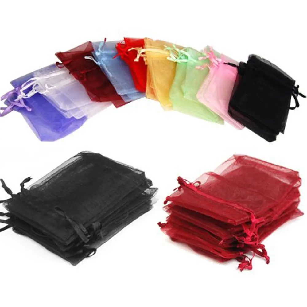 100 шт 7x9 см Премиум органзы Свадебные любимые сумки подарок мини ювелирные изделия сумки Чистая Пряжа мешок 19 цветов можно выбрать