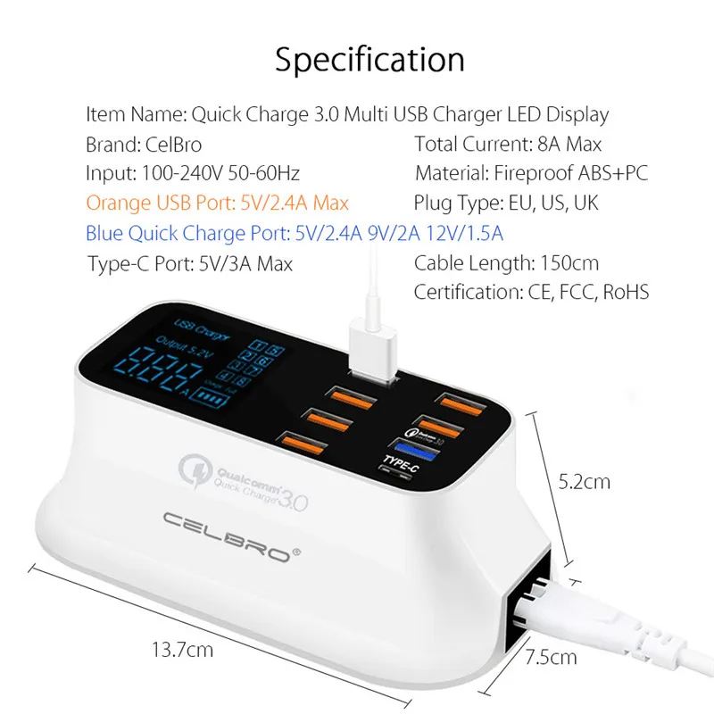Мульти USB зарядное устройство Быстрая зарядка 3 0 концентратор быстрая usb зарядная