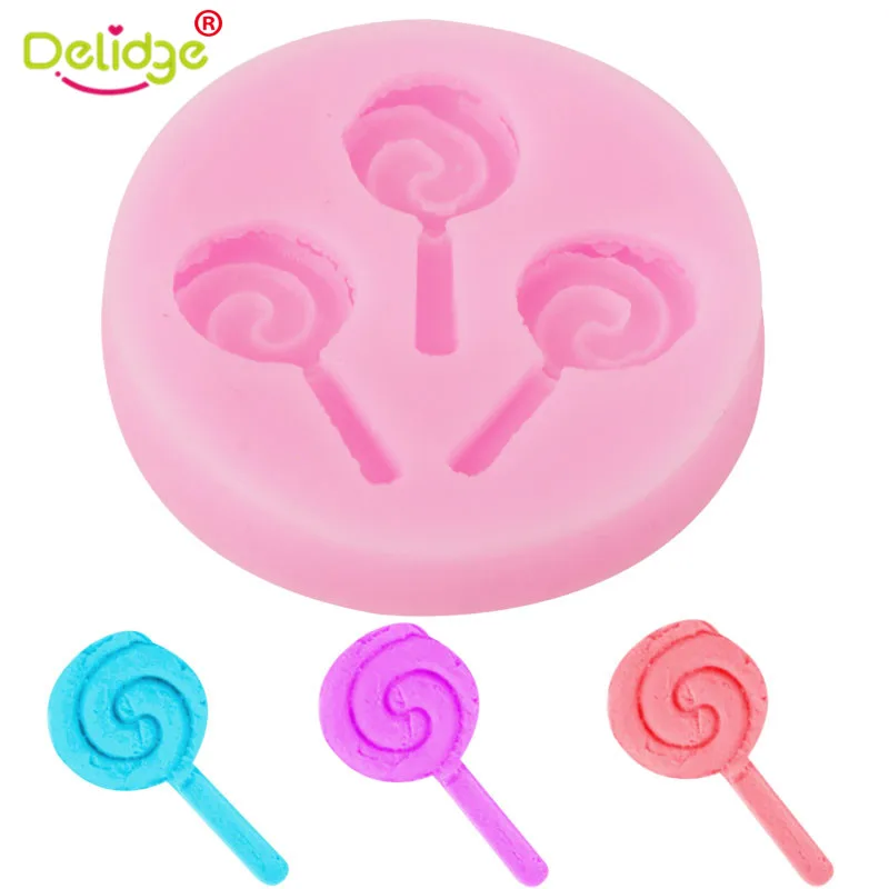

Delidge 3 Mini Cute Lollipop Silicone Fondant Mould 3D Sweet Color Confectionery Candy Chocolate Mold DIY Wedding Baking Tools