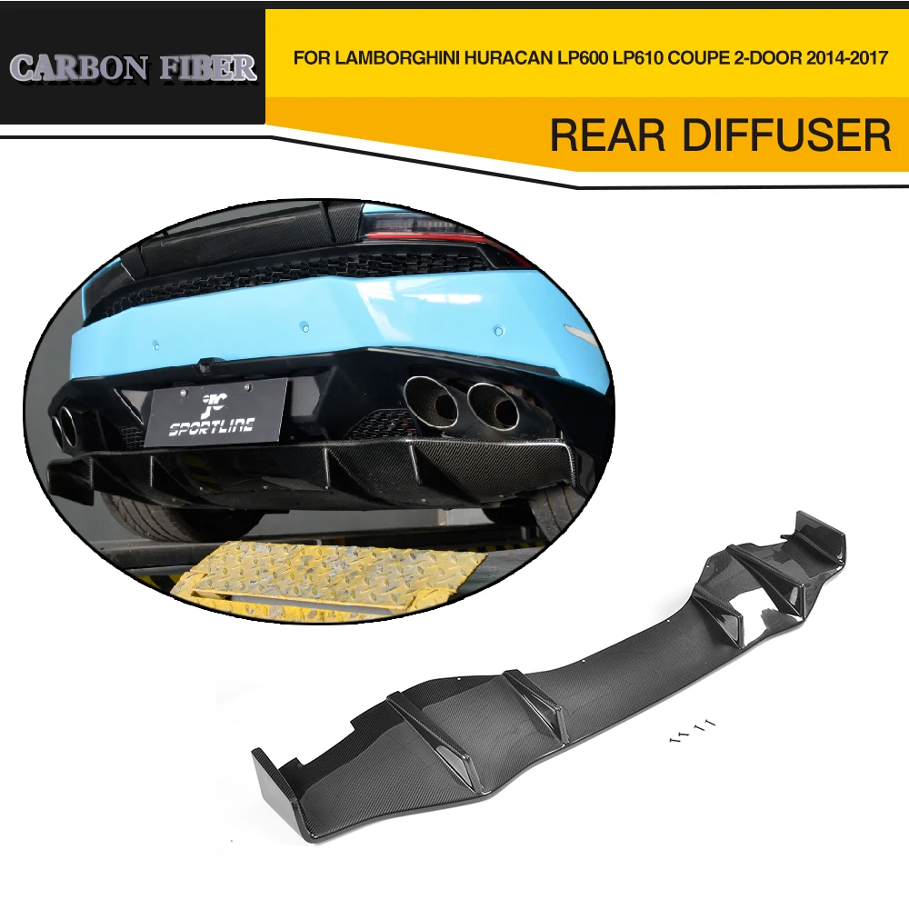 

Carbon Fiber D Style Auto Rear Diffuser Lip Spoiler case For Lamborghini Huracan LP600 LP610 Coupe 2 Door 14-17