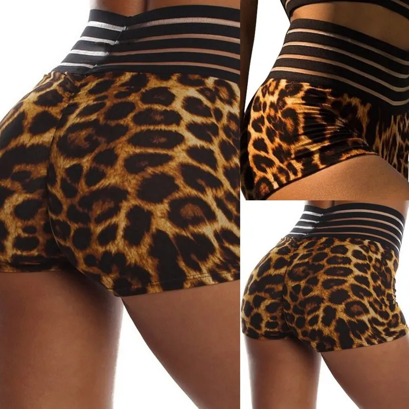 

Sexy Women Leopard Print Yoga Shorts Push Up Running Shorts Female Sport Gym Fitness Clothing Workout Leggings Stretch Tights