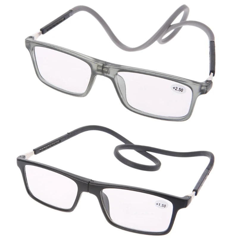 Gafas de lectura imán presbiópico gafas de lectura ajustable cuello colgante Unisex + 1,00 a + 4,00 Gafas de lectura imán presbiópico gafas de lectura ajustable cuello colgante Unisex + 1,00 a + 4,00