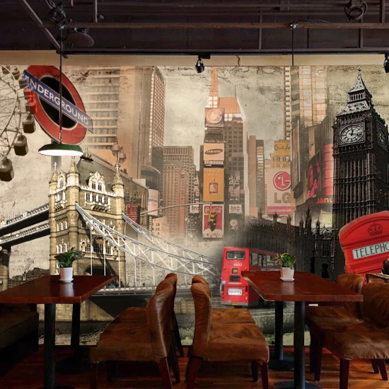 

Custom 3d mural European style retro British building large mural Cafe sofa background London wallpaper