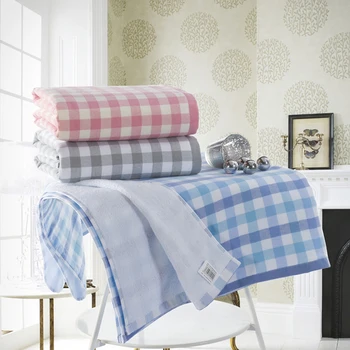 

Large size 100% Cotton quick-dry 90x160cm bath towel spring autumn Portable Decorative Multifunction Plaid Lattice Pattern 2019
