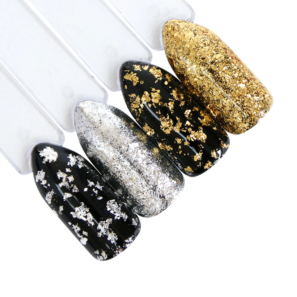1 Box Gold Silver Flakes Nail Glitter Aluminum Irregular Sequins Mirror Powder Paillette Foils Sticker Nail Art Decorations TRCB