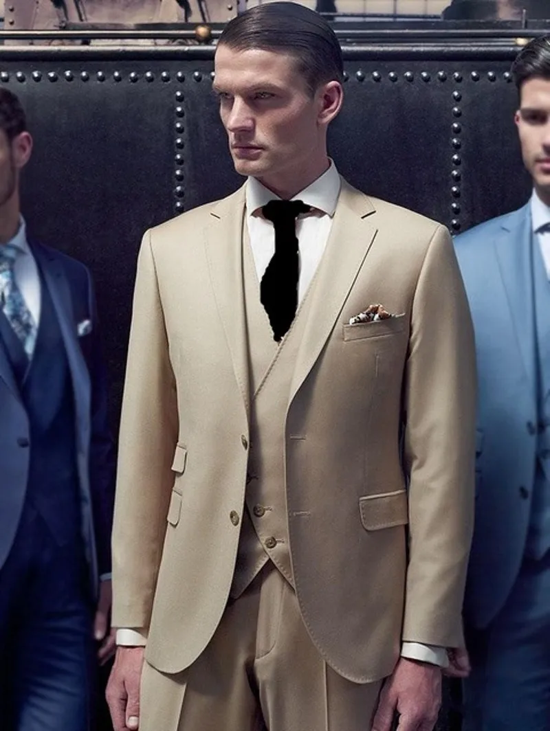 3 Pieces Grey Navy Mens Suits Wedding Suits for Men Groom Tuxedos Business Formal Suit (Jacket+Pants+vest+tie)