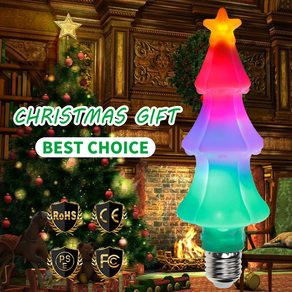 Xmas LED Creative Lamp Indoor E27 Led Colourful Flicker Flame Effect Light Bulb E26 Fairy Lights Christmas Decoration For Home Xmas LED Creative Lamp Indoor E27 Led Colourful Flicker Flame Effect Light Bulb E26 Fairy Lights Christmas Decoration For Home