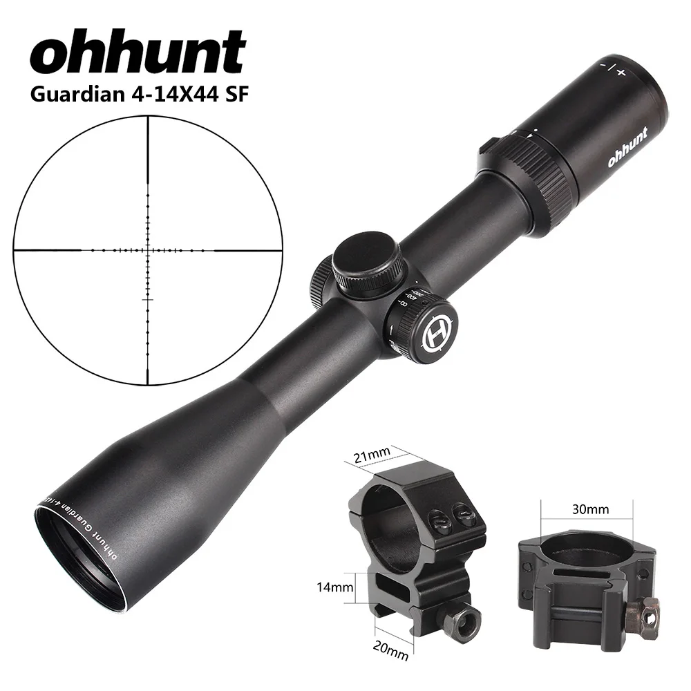 Охотничий ohhunt Guardian 4-14X44 SF прицел 30 мм Труба боковая Parallax тактические оптические прицелы с крышкой KillFlash и кольцами для крепления - Цвет: with Picatinny Rings