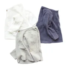 Простые рубашки из хлопка и льна для мальчиков и девочек летняя детская одежда для маленьких мальчиков возрастом от 1 года до 8 лет повседневная детская блузка белые топы на пуговицах