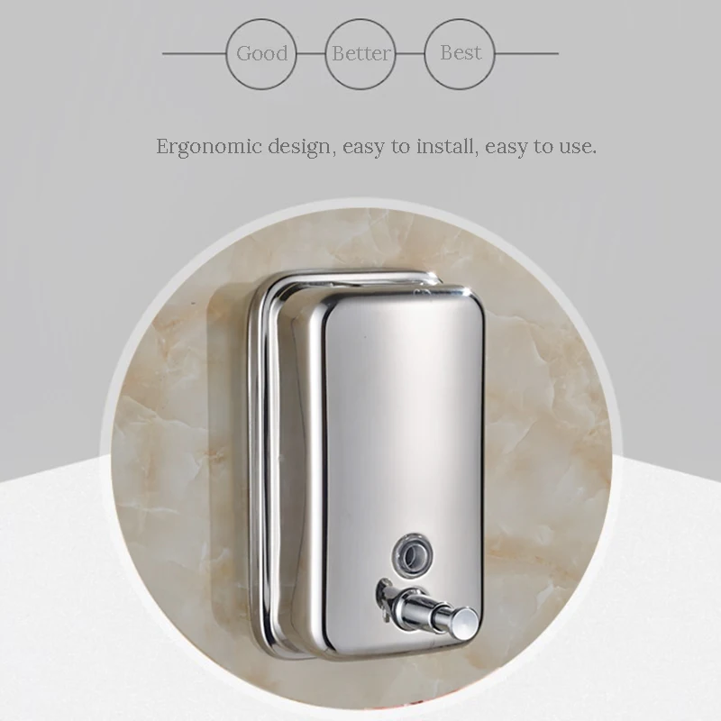 Дозатор жидкого мыла для ванной комнаты 500 мл/800 мл/1000 мл, хромированное ручное дозатор для лосьона и шампуня из нержавеющей стали
