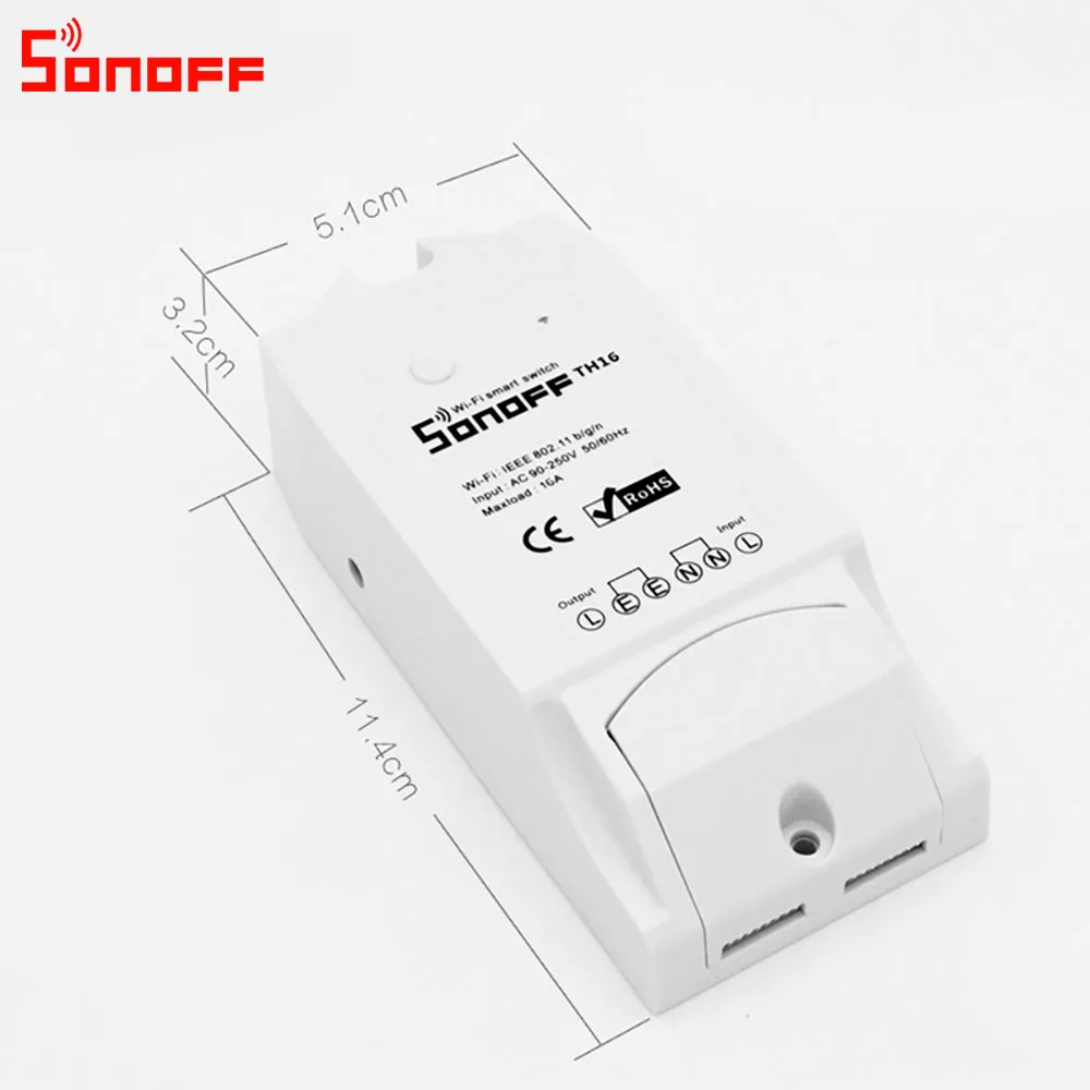 Itead Sonoff TH16 Wifi умный беспроводной переключатель поддержка контроля температуры и влажности через AM2301 работает с Alexa Google Home