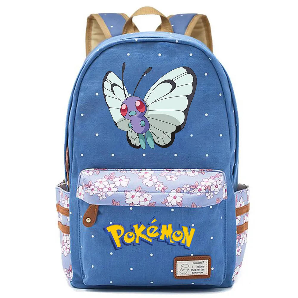Аниме Ash Ketchum Butterfree Charizard школьная сумка в горошек для мальчиков и девочек, женская школьная сумка для подростков, Холщовый женский рюкзак
