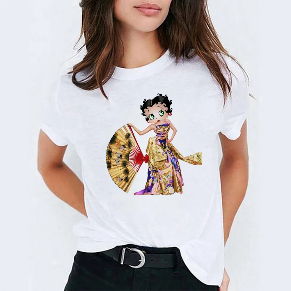 WH Женская летняя футболка Betty boop, модная женская футболка tumblr из хлопка с коротким рукавом, подарок для вашей девушки, vogue femme - Цвет: WH