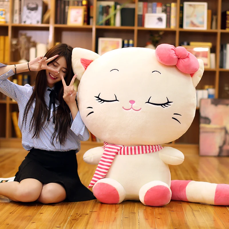 Dorimytrader Jumbo Lovely Мягкий шарж для кошек Плюшевые подушки Cute Kitten Фаршированные куклы Подушка для детей Подарок 39inch 100cm DY60387