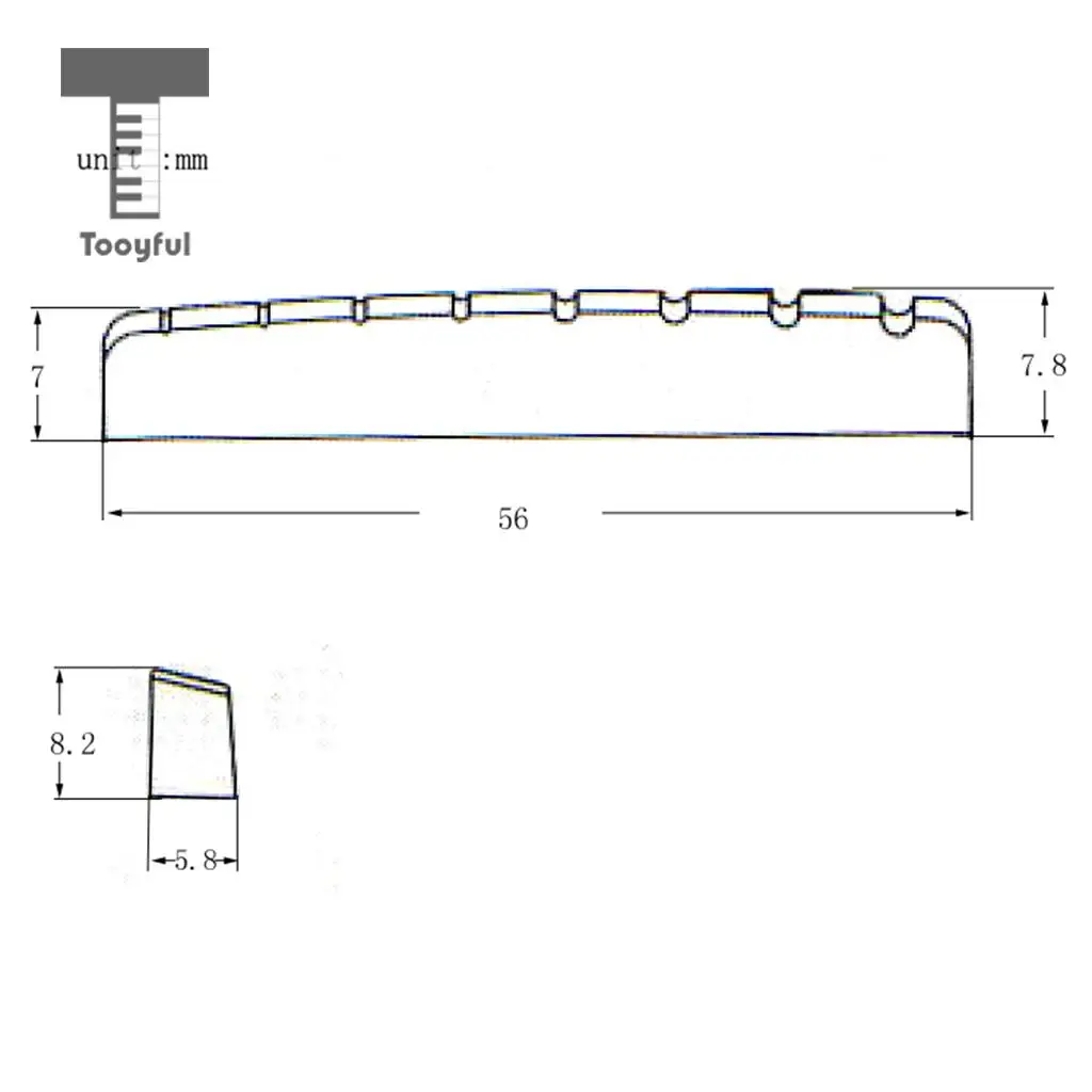 Tooyful Set of 2 Black Plastic Slotted Nut Saddle for 8 String Guitar Ukulele Musical Instrument Parts