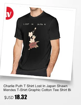 Charlie Puth Футболка Lost In Japan Shawn men des футболка графическая хлопковая футболка большие милые мужские короткие рукава уличная одежда футболка