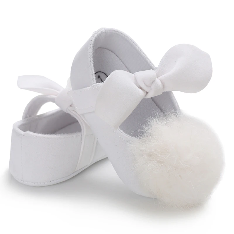 New Arrival Fashion Newborn Baby Girls Shoes Sweet Bowknot Ball Print Mary Jane Footwear Infant Toddler Soft Sole First Walker