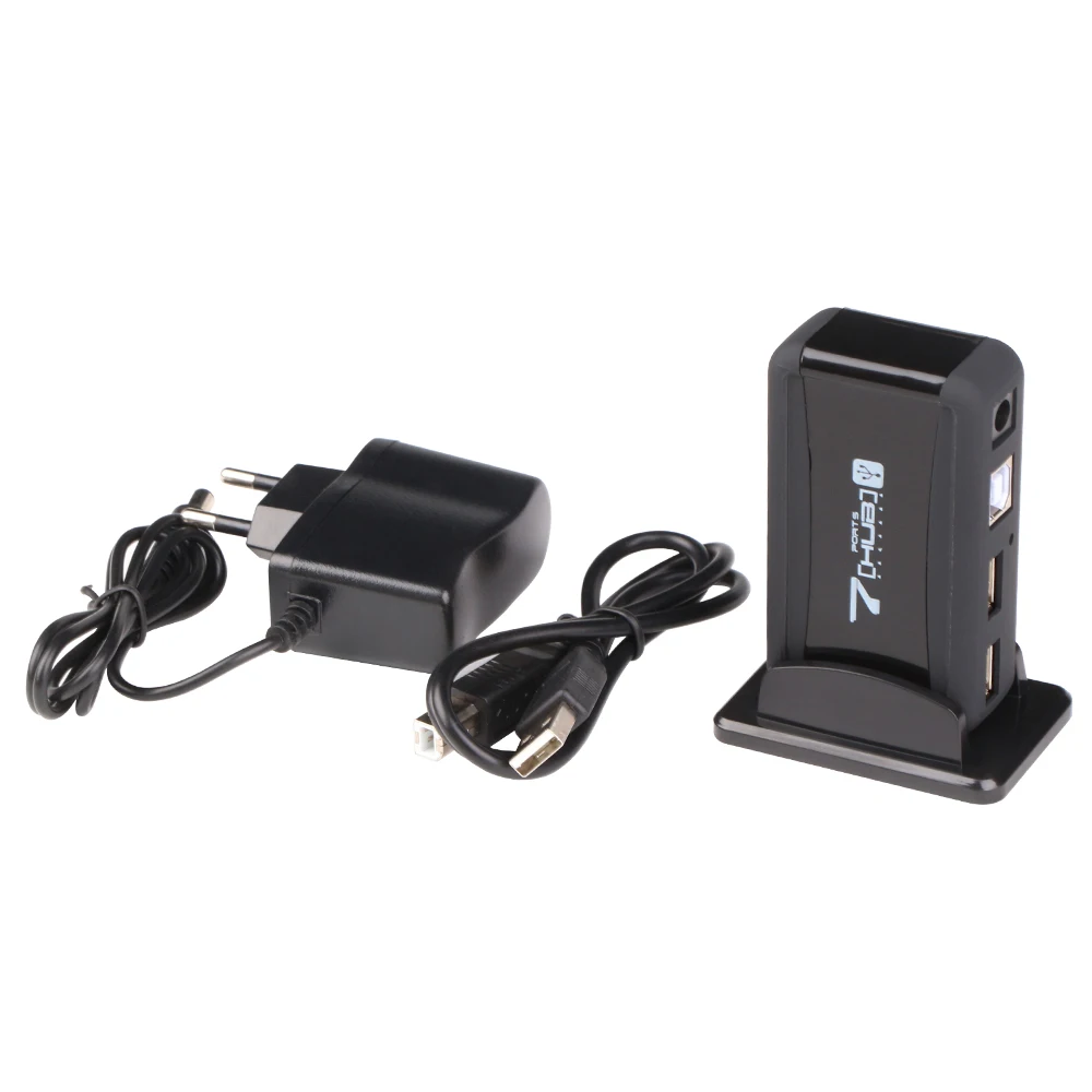 Colohas черный 7 Порты и разъёмы USB 2.0 хаб с адаптер переменного тока (ЕС штекер) расширение Splitter адаптер для ноутбуков Планшеты Мыши