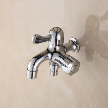 

High quality chrome finished brass Garden double use Bibcock washing machine faucet bathroom taps wall mounted accessories