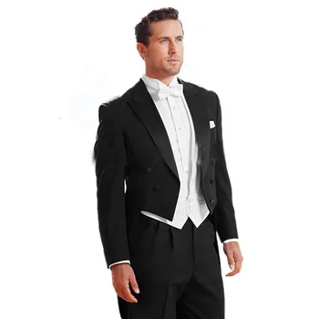 

Handsome Wedding Groom Tuxedos Suits For Men Black Peak Lapel Men Wedding Suits Bridegroom Tuxedo (jacket+pants+vest+bow Tie)